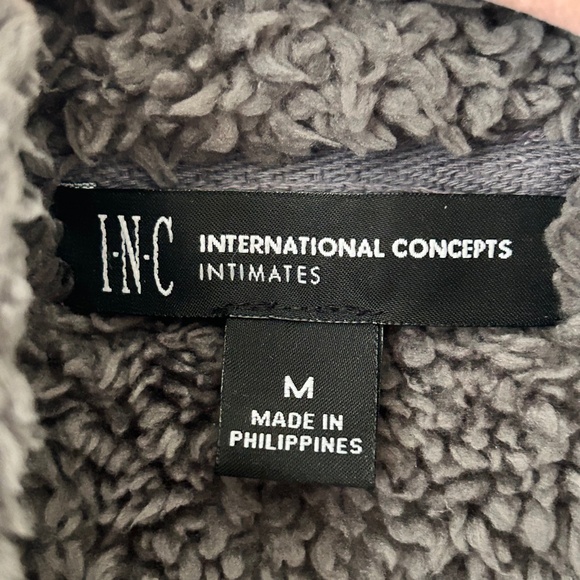 INC International Concepts Intimates Gray Sherpa Fleece Lounge Jacket - Picture 16 of 16